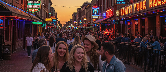 Broadway and downtown Nashville